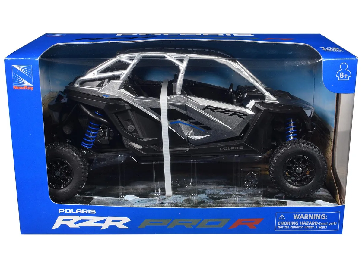 New Ray Toys New Ray Toys Polaris RZR Pro R UTV Silver Metallic and Black 1/18 Diecast Model — product photo