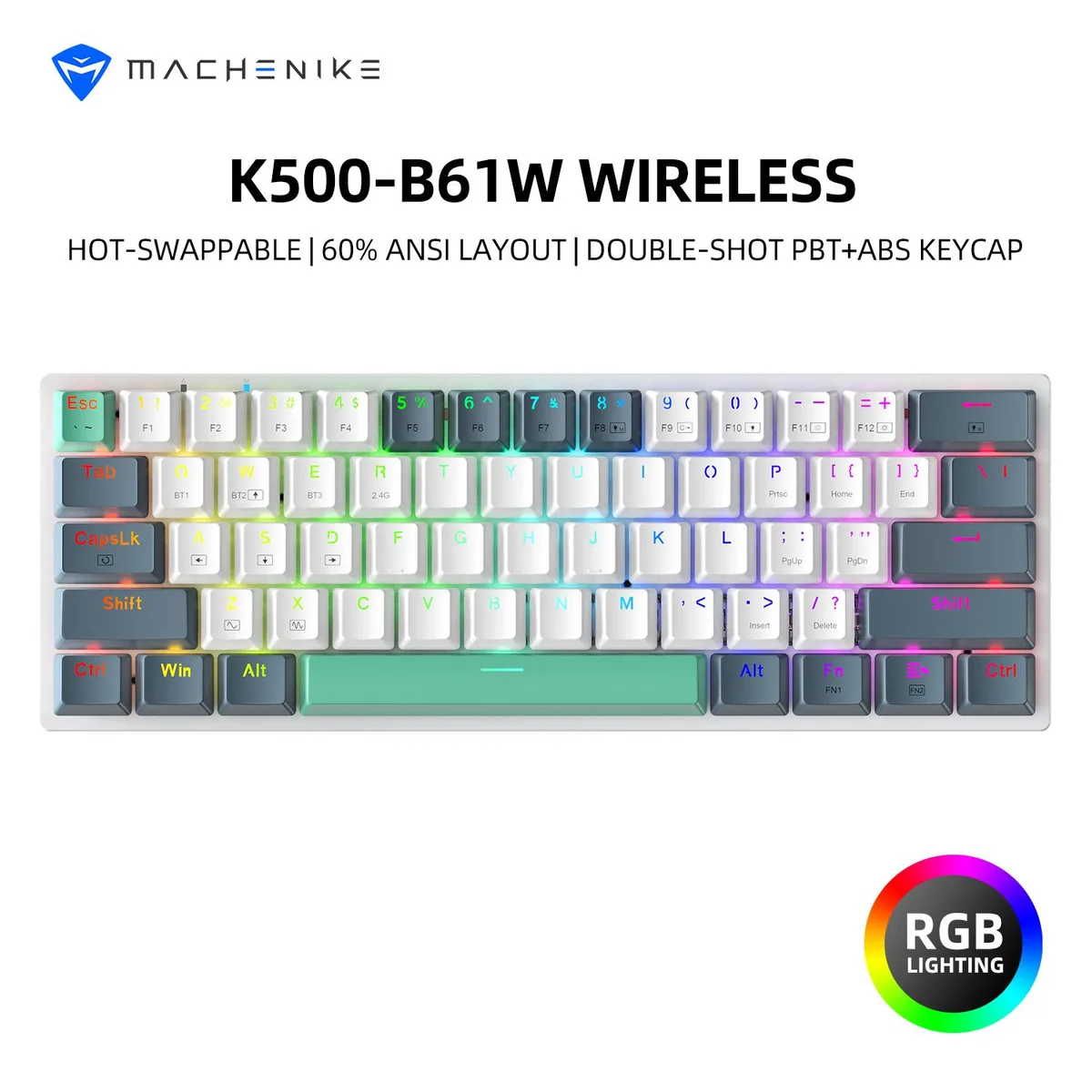 Machenike Machenike K500-B61 60% Wireless Mechanical Gaming Keyboard Red Switch PBT Hot-Swap — product photo