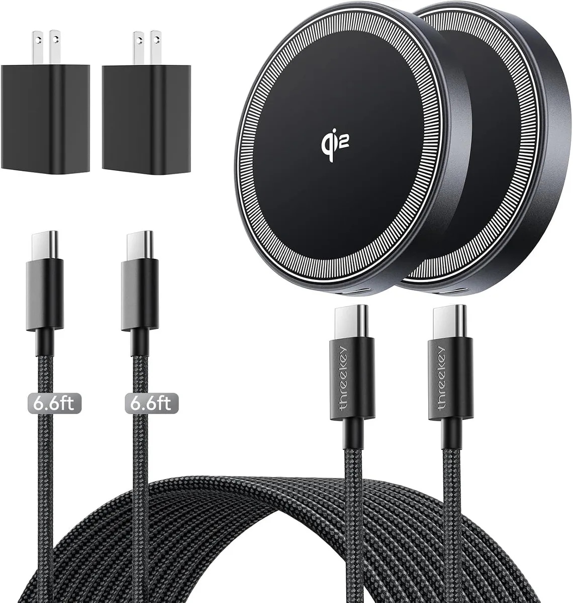 FLEANE FLEANE Qi2 Wireless Charger 15W MagSafe 20W Adapter 2 Pack Black — product photo