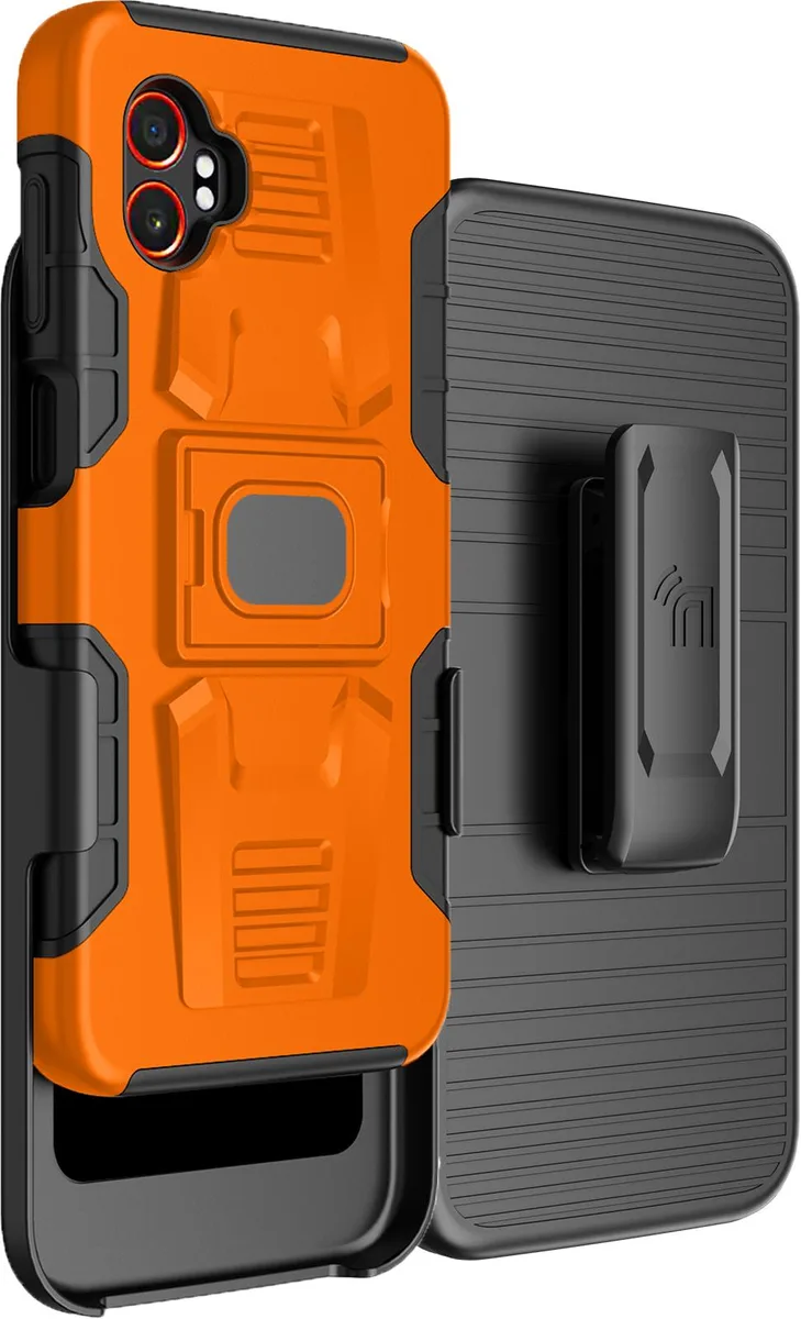 Nakedcellphone Nakedcellphone Rugged Magnetic Ring Stand Case + Belt Clip Holster Orange SM-G766 — product photo