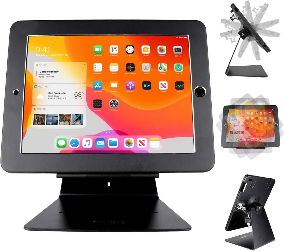 BFKK BFKK 10.2" iPad Security Lock Stand 2019-2021 Flip 360° Swivel Black — product photo
