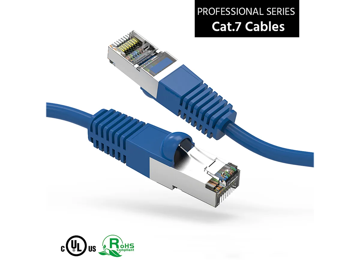 Nippon Labs Nippon Labs 60CAT7-12BL network ethernet cable 12 ft blue Cat 7 26 AWG 600 MHz SSTP shielded — product photo