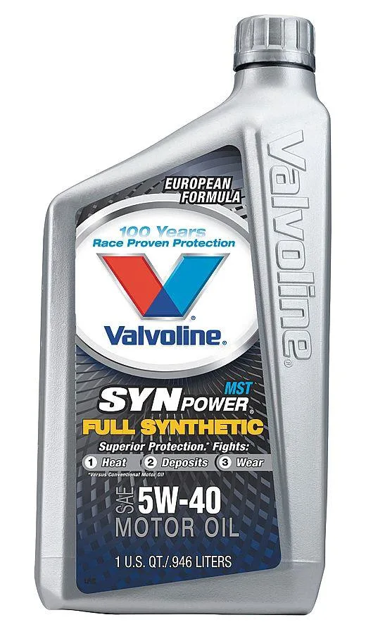 Amber synthetic engine oil in 32 oz bottle