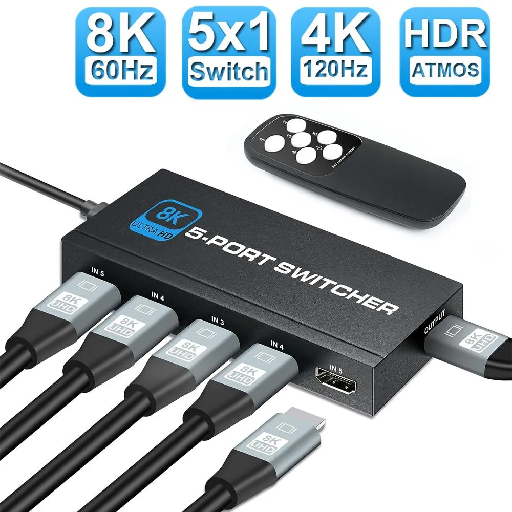 Jansicotek Jansicotek 5 Port 8K 60Hz HDMI 2.1 video switch — product photo