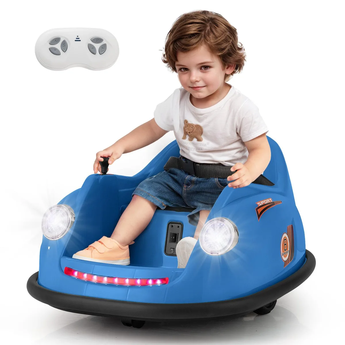 SlickBlue SlickBlue 12V Kids Bumper Car Dark Blue 360° Spin Remote Control — product photo