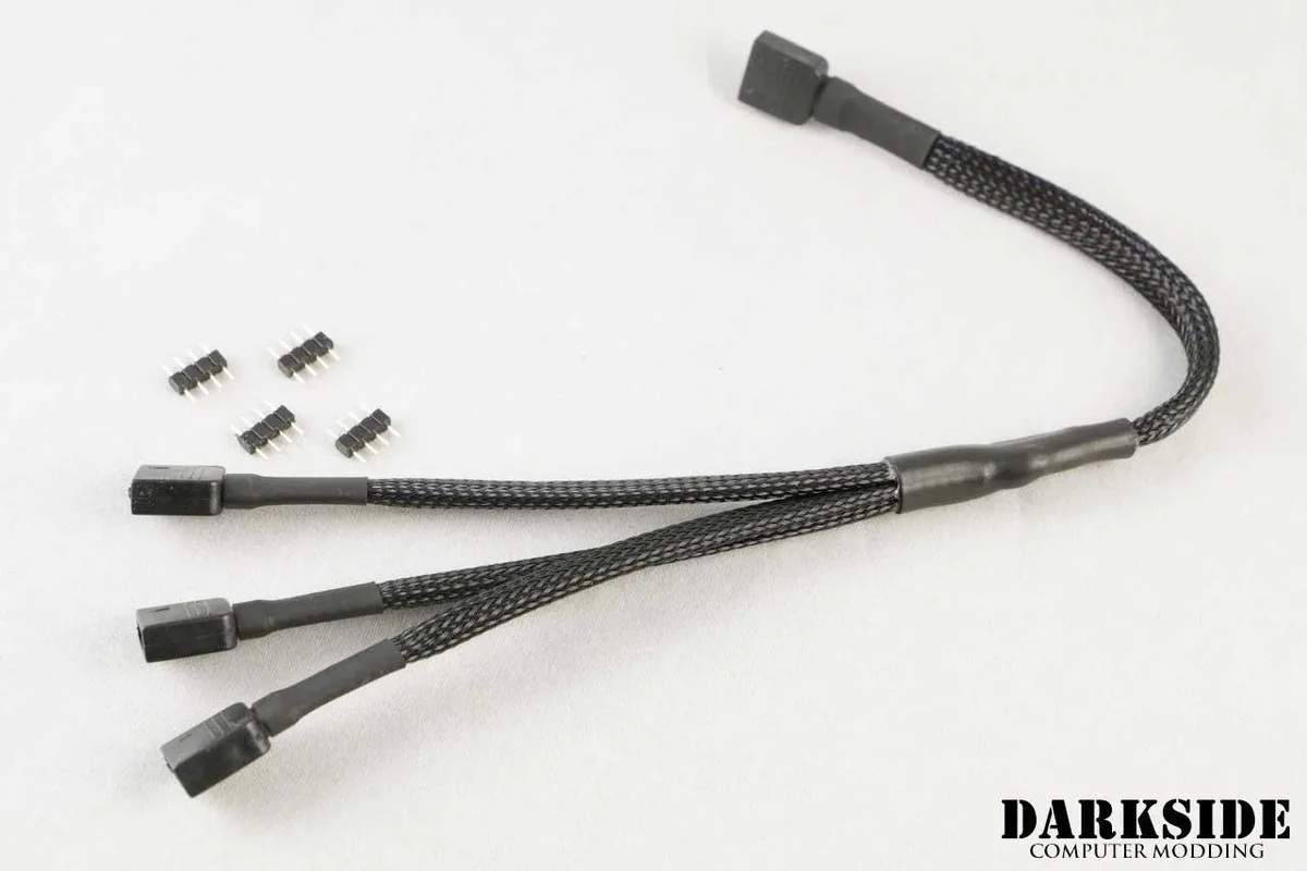 Darkside Darkside DS-1035 12V 4-Pin RGB 3-Way Splitter Cable 30cm Jet Black Sleeved — product photo