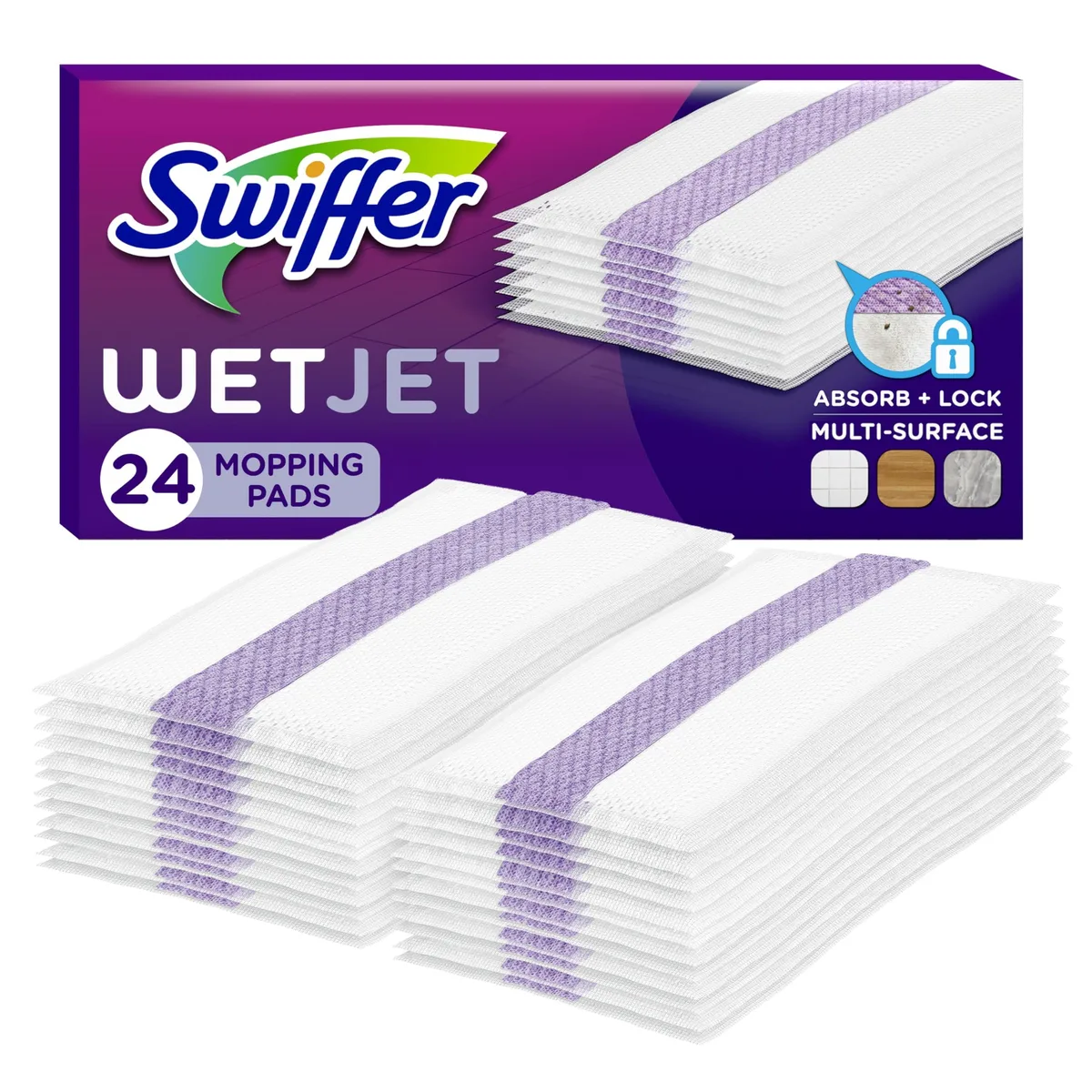 White rectangular box containing 24 disposable floor cleaning pads