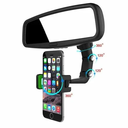  Unbranded Rearview Mirror Phone Mount 360° Rotation Black Green Clip 1.96-3.93 in .9 in — product photo