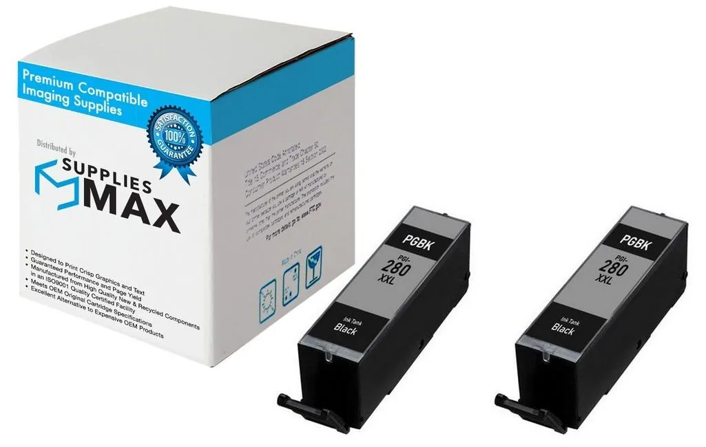 SuppliesMax SuppliesMax Black Super High Yield Inkjet Cartridge 2-Pack 25.7ML PGI-280XXLBK — product photo