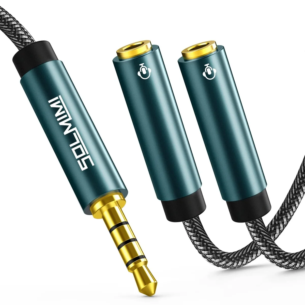 SOLMIMI SG1 TRRS 3.5mm Headphone Splitter Jade Green 30cm — product photo