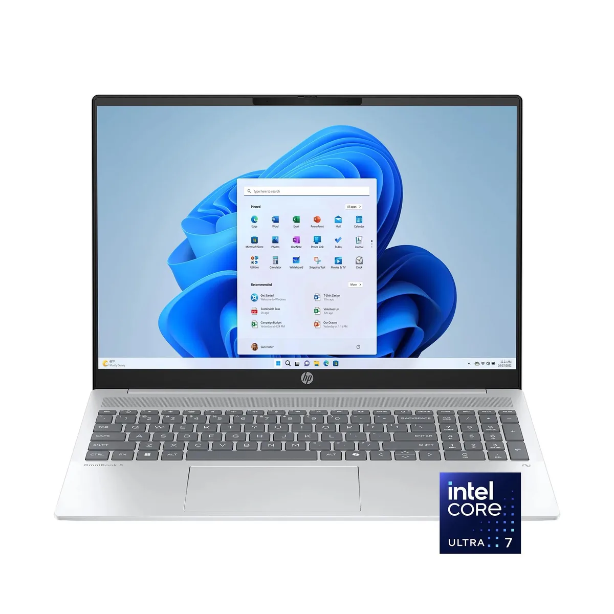 HP HP OmniBook 5 16 inch 2K Touch Laptop Core Ultra 7 255U 16GB 1TB Glacier Silver — product photo