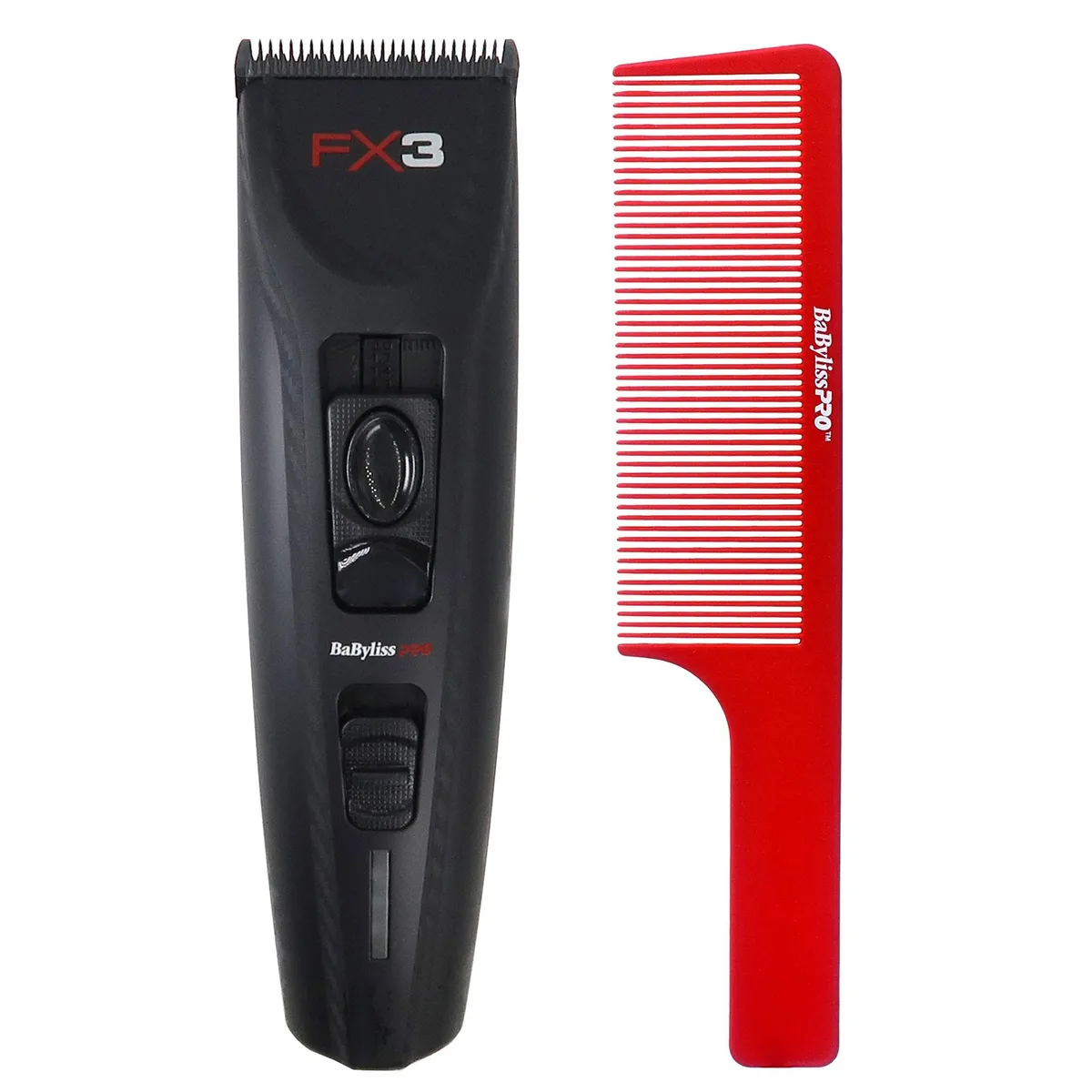 Babyliss Pro Babyliss Pro FX3 High Torque Cordless Clipper FXX3CB with Barberology 9 Inch Comb Red — product photo