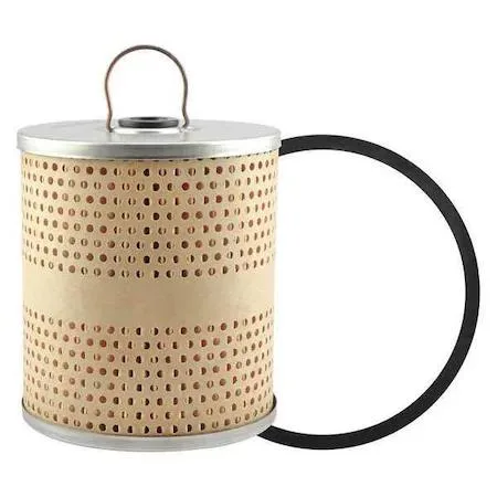 Transparent cylindrical oil filter cartridge with bail handle and attached grommets