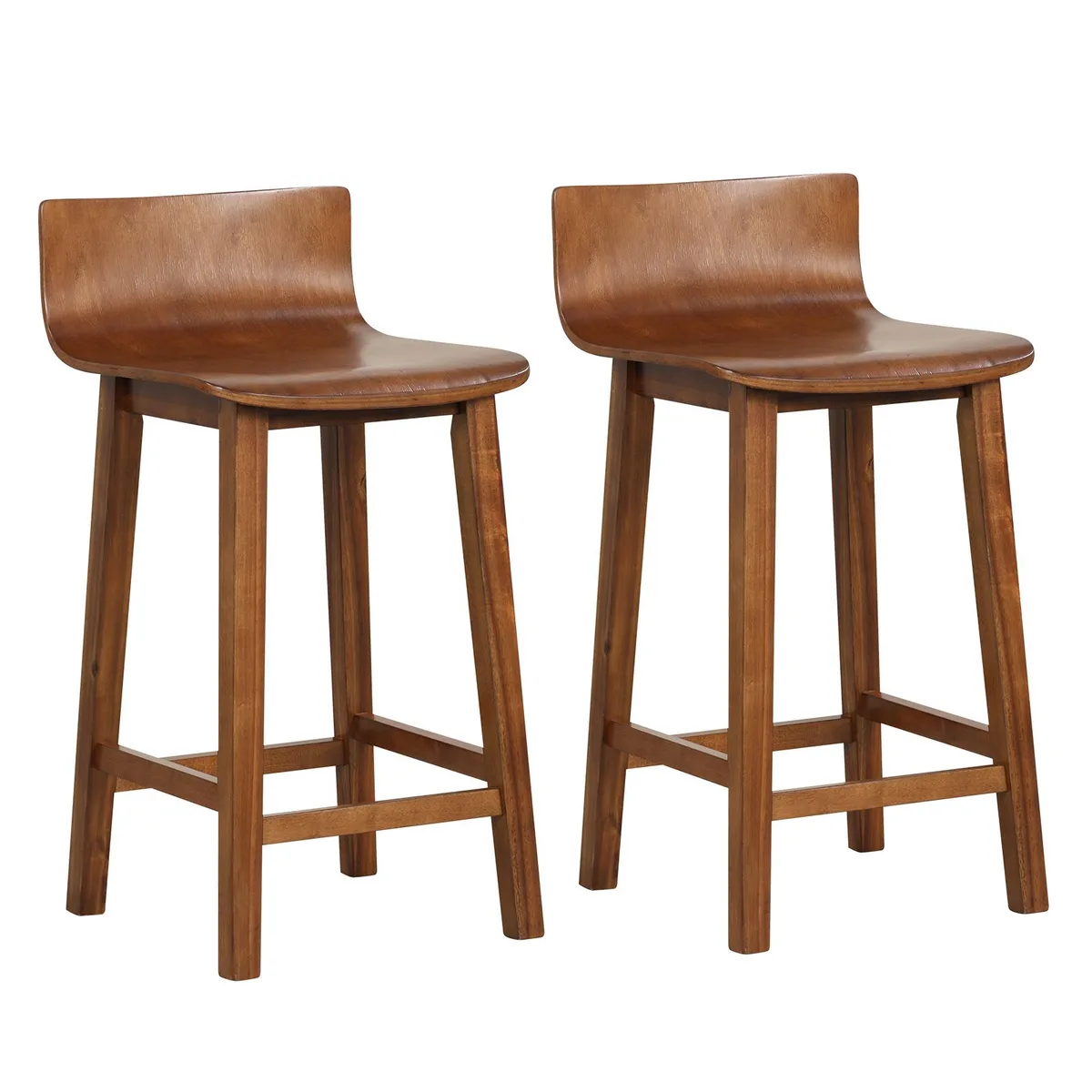 SlickBlue SlickBlue Wood Bar Stool Set of 2 Brown 24.5" Seat Height — product photo