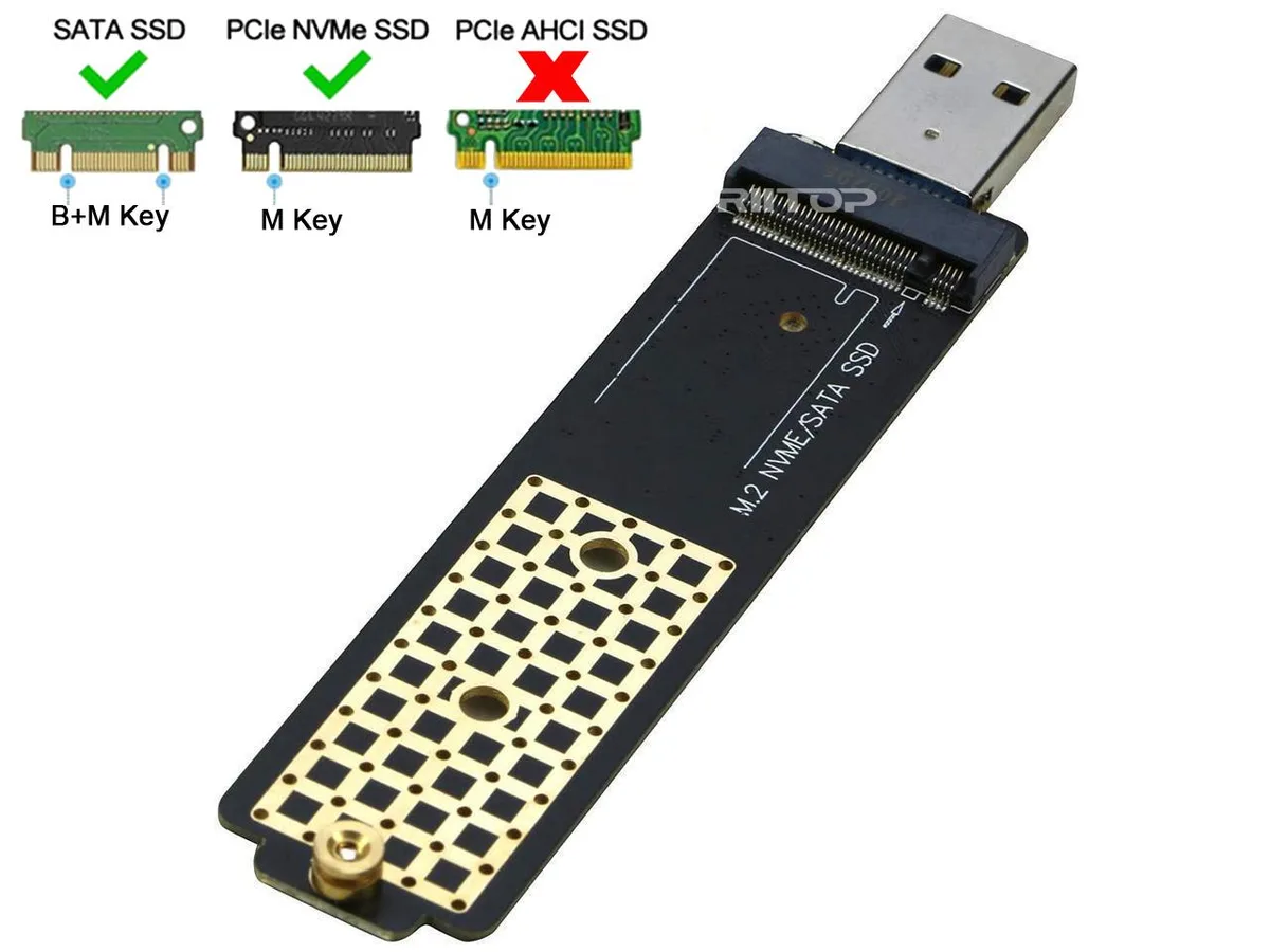 RIITOP RIITOP M.2 NVMe SATA USB 3.1 Type-A Adapter Gray — product photo