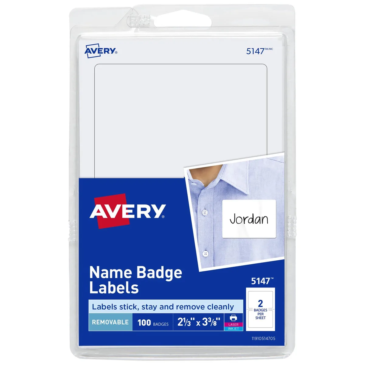  Avery 5147 Name Badges White 100 Removable — product photo