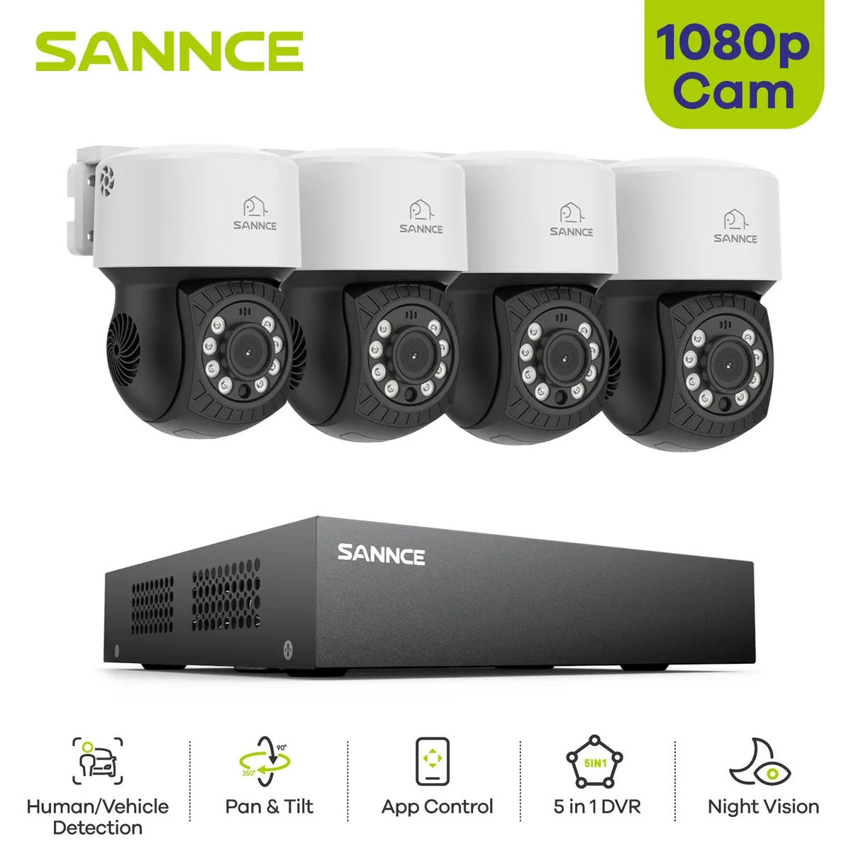 SANNCE SANNCE 8 Channel 1080P Outdoor CCTV Camera System 4pcs surveillance security system — product photo
