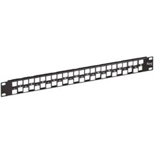 Reinforced steel 19 inch blank patch panel with 24 staggered ports 1 RMS