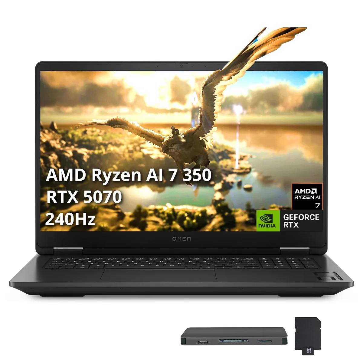HP HP Omen 17-db1097nr 17.3" QHD 240Hz gaming laptop AMD Ryzen AI 7 350 64GB DDR5 4TB SSD RTX — product photo