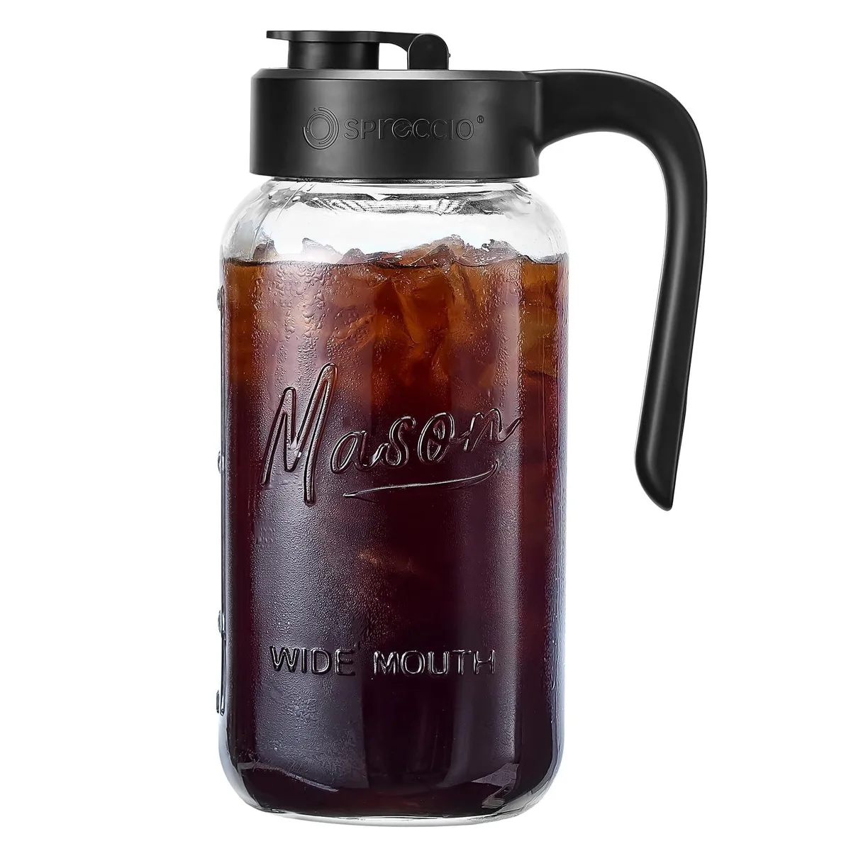 Spreccio Mason Jar Pitcher 64 oz Black — product photo