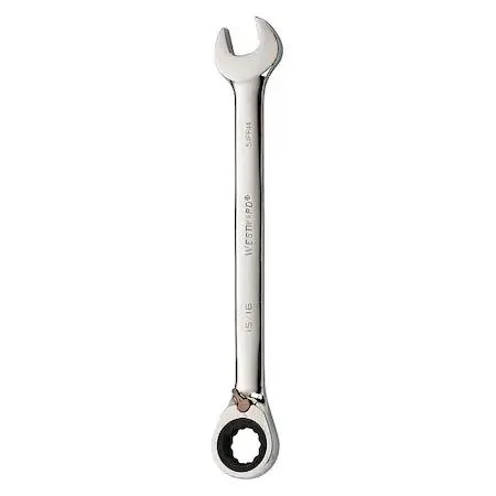 Westward 54PP44 chrome ratcheting wrench 15/16 in SAE 13 in overall length