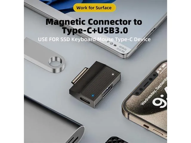 LORDWORLD LORDWORLD SF532 Magnetic to USB 3.1 Type-A &amp; 15V Type-C Adapter — product photo