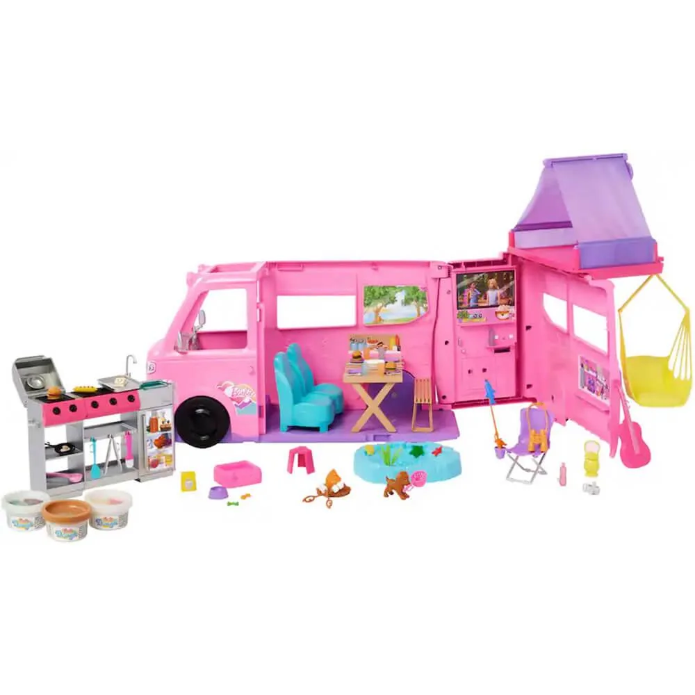 Mattel Mattel HRJ78 Barbie Dream Camper Playset with Tent and BBQ Grill game — product photo