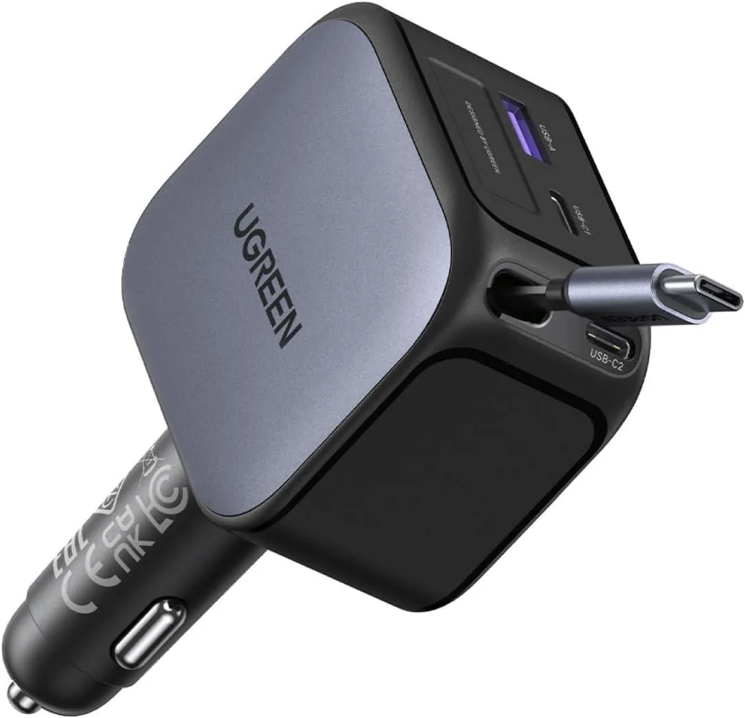 Hamzan Hamzan 145W 4-Port Retractable Car Charger 3C1A 60W Cable — product photo