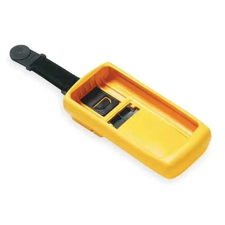 Yellow and black plastic holster with belt loop and magnetic hanger