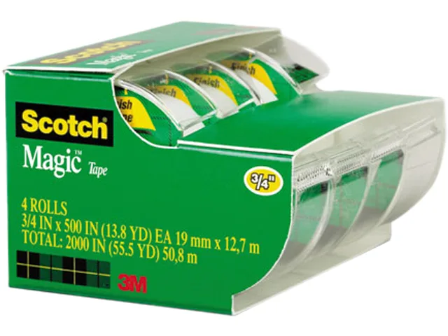 3M 3M 4105 Magic Office Tape & Refillable Dispenser 3/4" x 300" 1" Core 4/Box — product photo