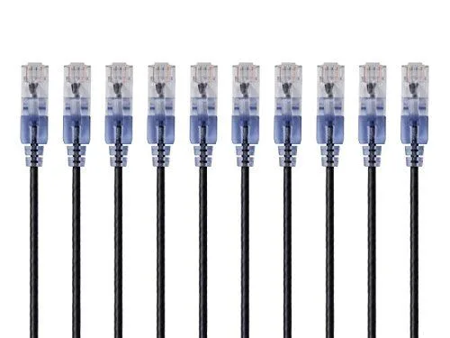 Monoprice Inc. Monoprice SlimRun Cat6A network ethernet cable 10ft 30AWG 550Mhz 10-Pack Black — product photo