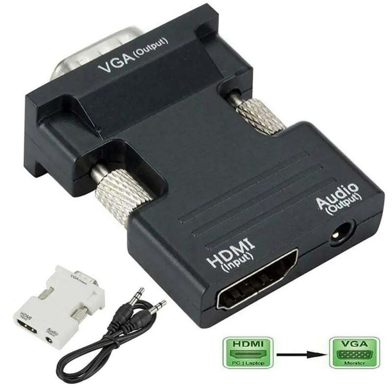 A+ Electric A+ Electric 1080P HDMI to VGA Audio Video Converter Black — product photo