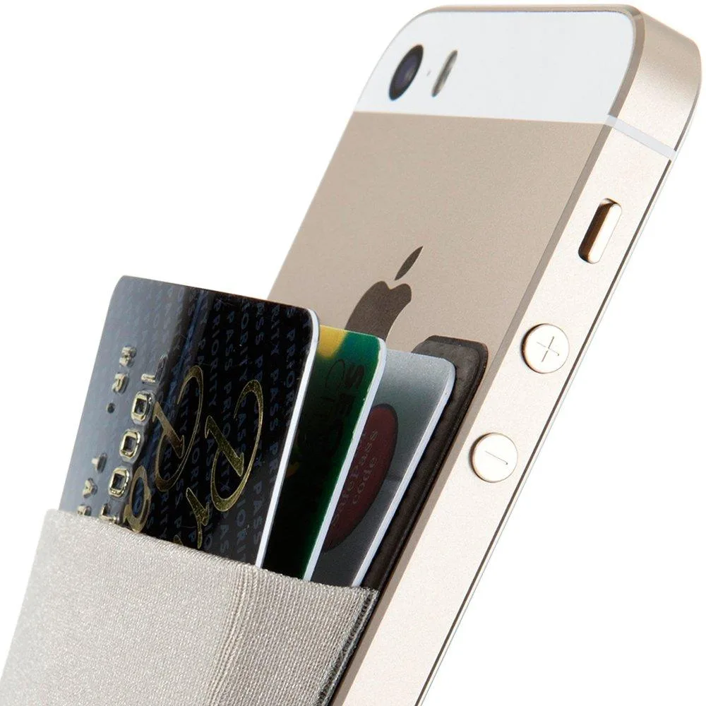 Grey Lycra adhesive card holder for phone back