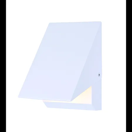 White aluminum wall sconce with single LED light
