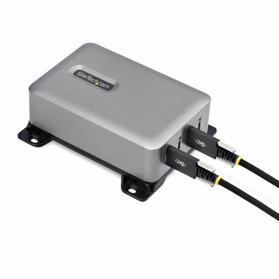 STARTECH STARTECH 424D3N-USB-C-CHARGER 4-port USB charger 240W 140W EPR PD 3.1 screw locking 2x 10ft cables — product photo