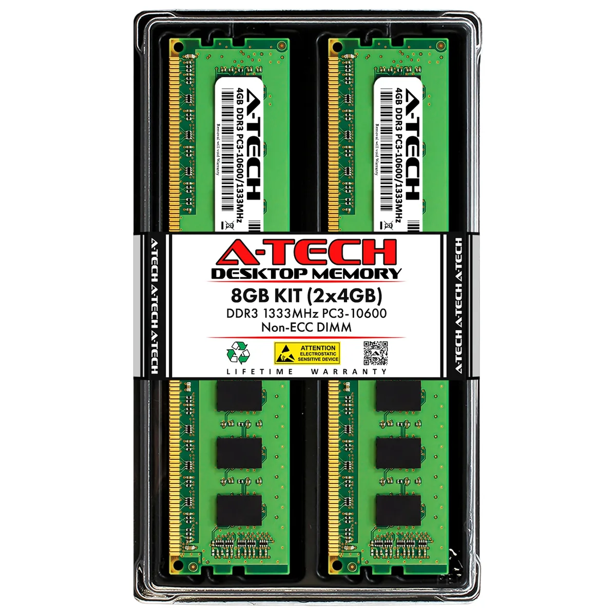 A-Tech A-Tech 8GB (2x4GB) DDR3 1333MHz PC3-10600 CL9 240-Pin Desktop RAM — product photo
