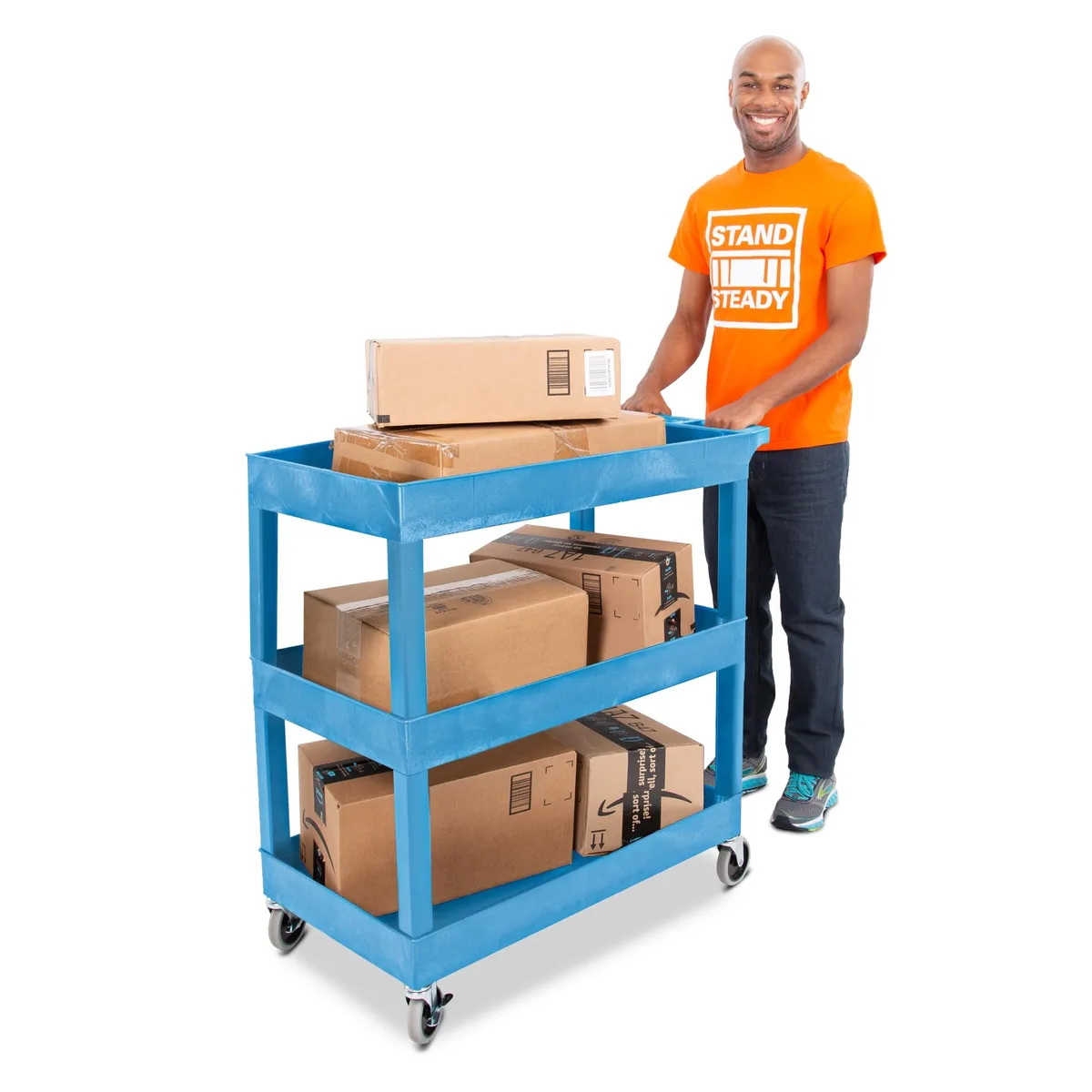Stand Steady Stand Steady Tubstr 3 Shelf Utility Cart Blue 32x24in — product photo