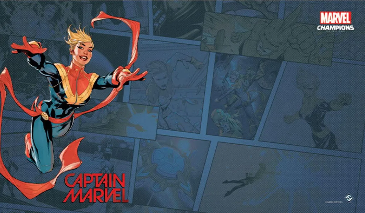 Asmodee North America Asmodee North America Marvel Champions Captain Marvel Slip-Resistant Game Mat 24" x 12" game — product photo