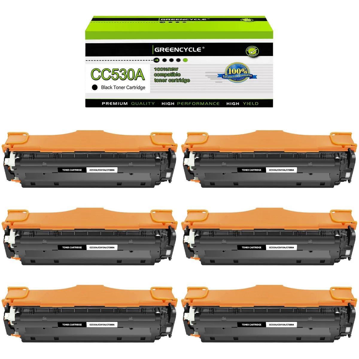 GREENCYCLE GREENCYCLE 6 Pack 304A CC530A Black Toner Cartridge — product photo