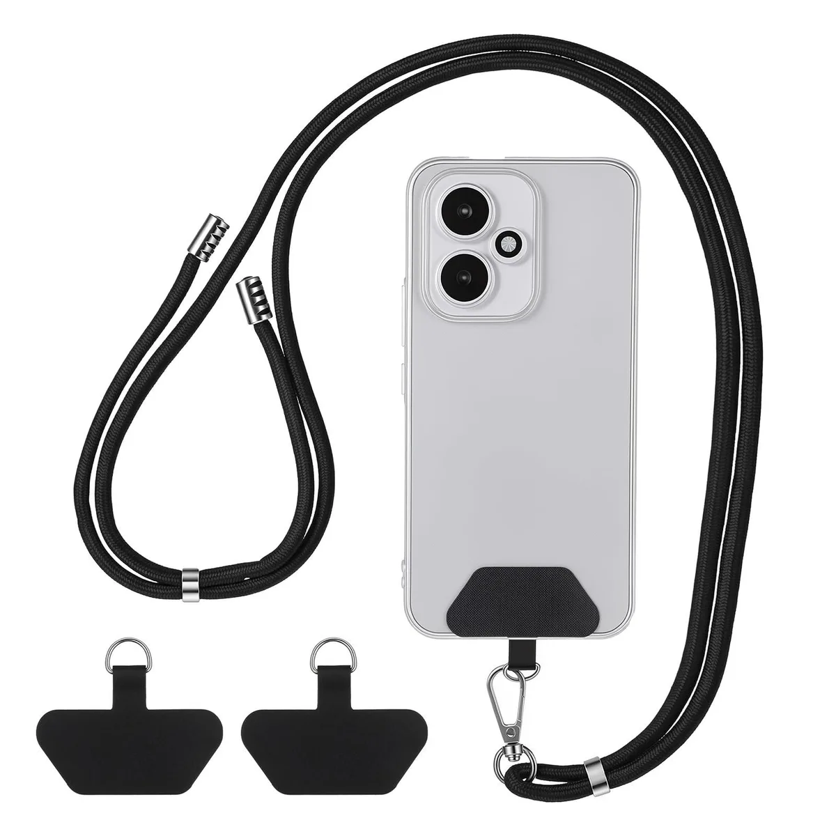 ATE 5011YOHU3726 phone mount crossbody lanyard black polyester zinc alloy 2 tabs adjustable 25 cm — product photo
