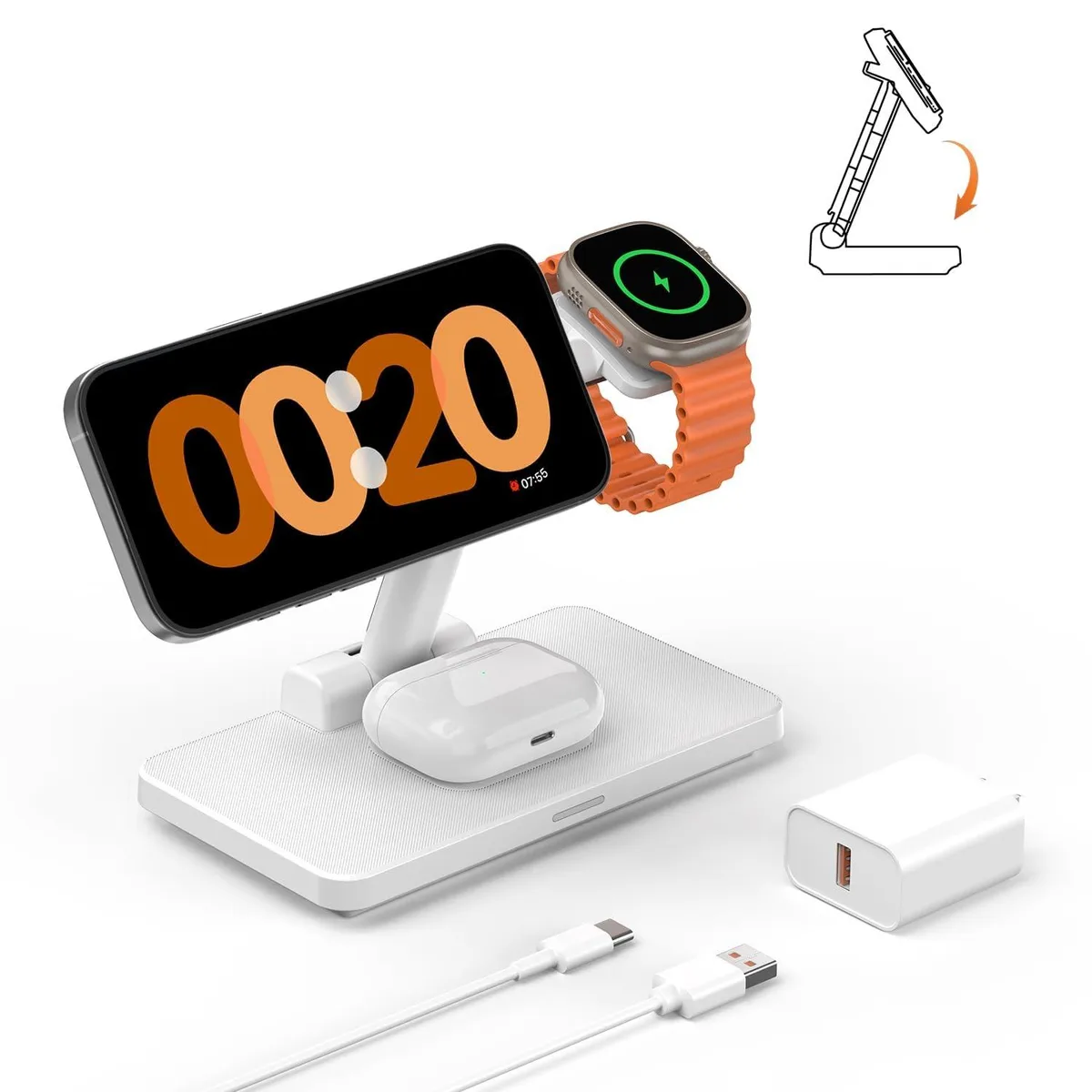  JoyGeek G333 3-in-1 Wireless Charging Station White — product photo