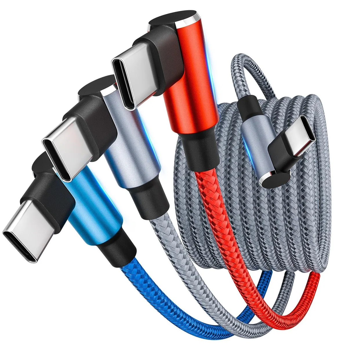  MPATIBY 3-in-1 USB-C Splitter Cable 90° Right Angle Braided 5FT — product photo
