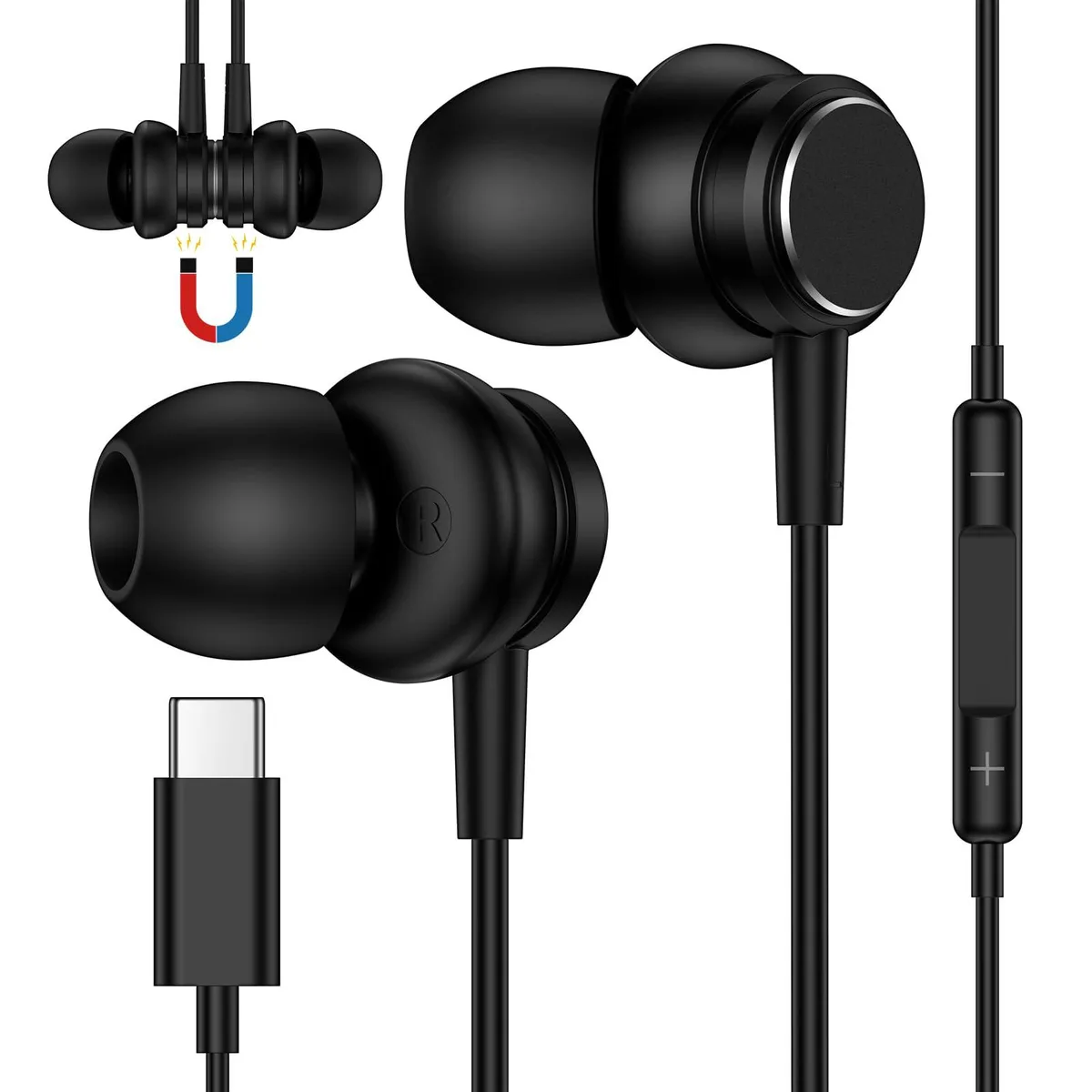IQ USB-C Magnetic Earbuds Black In-Ear — product photo