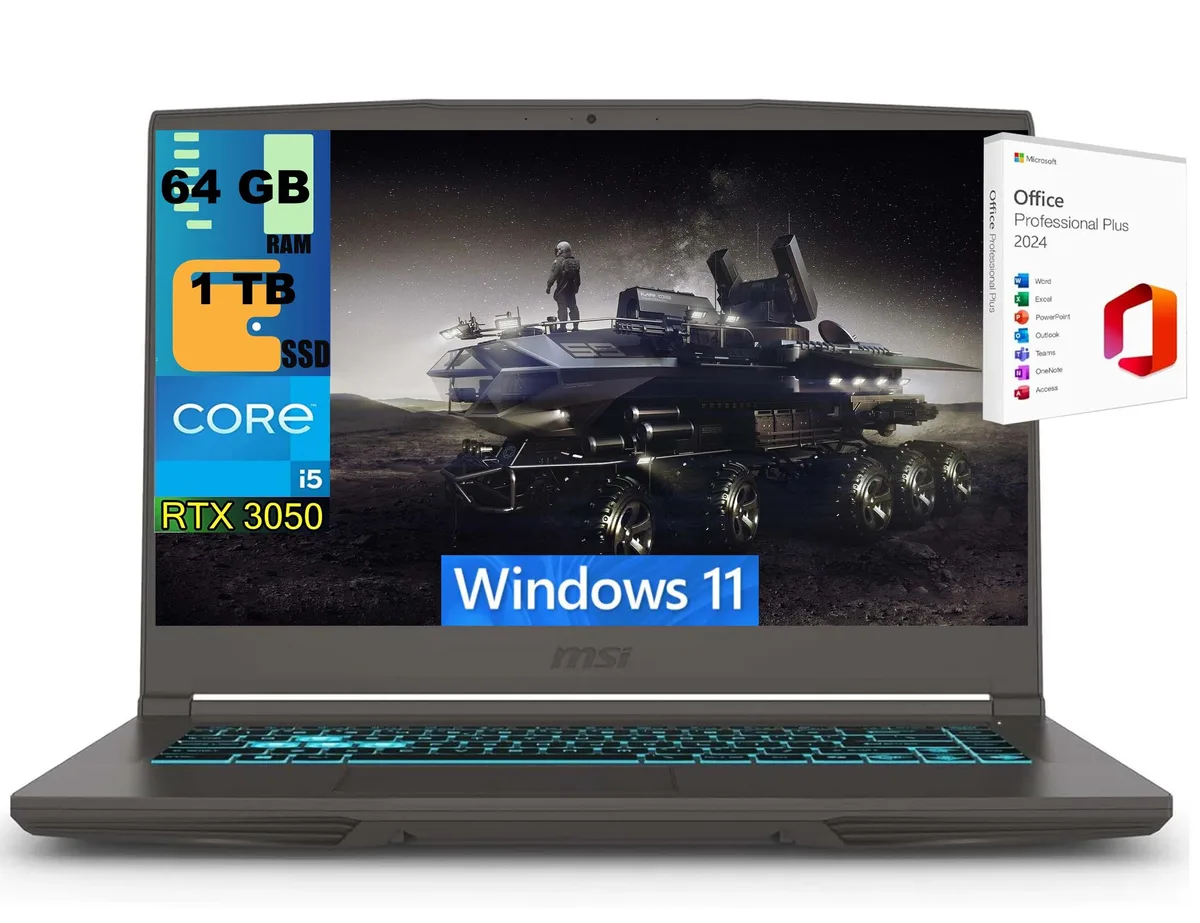 MSI MSI Thin 15 gaming laptop i5-13420H RTX 3050 4GB 64GB 1TB Gray — product photo