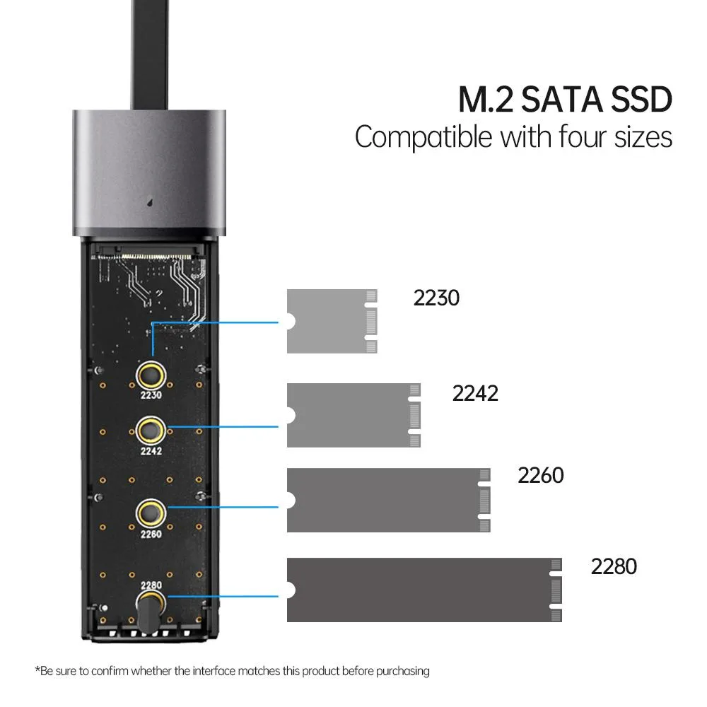 Hetai Tech Hetai Tech M.2 SATA B-Key NGFF Enclosure 2280 2242 10pcs — product photo