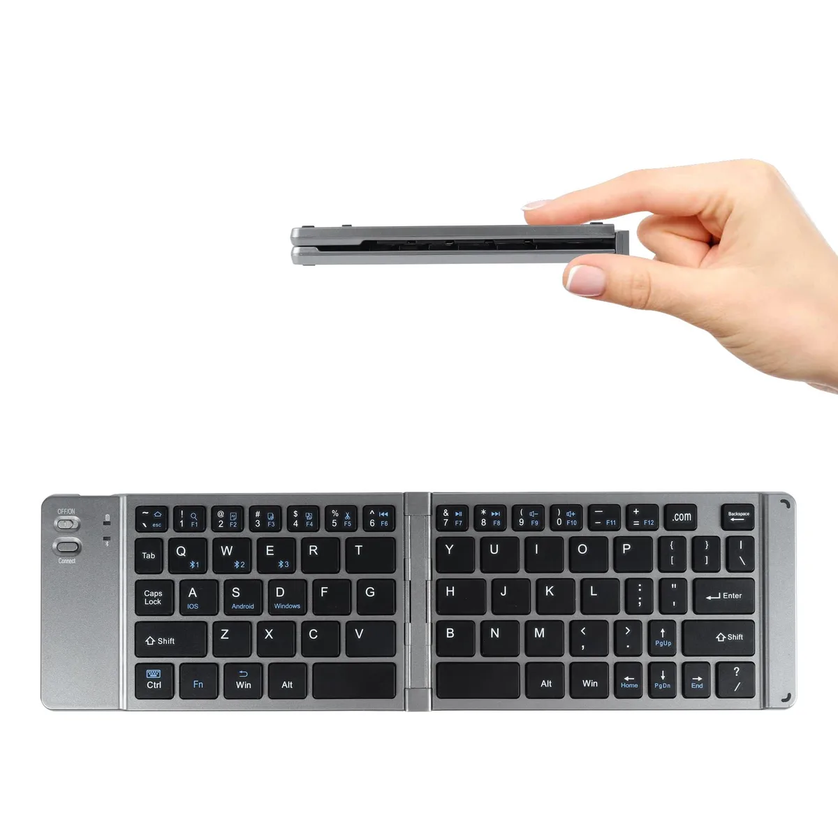 DNBeffulgent DNBeffulgent Foldable Bluetooth Keyboard 66 Keys Gray — product photo