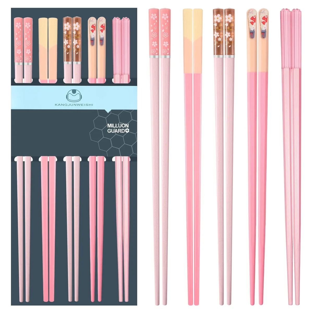 Slivek Morandi Pink Fiberglass Chopsticks 5 Pairs 9.5 inches — product photo
