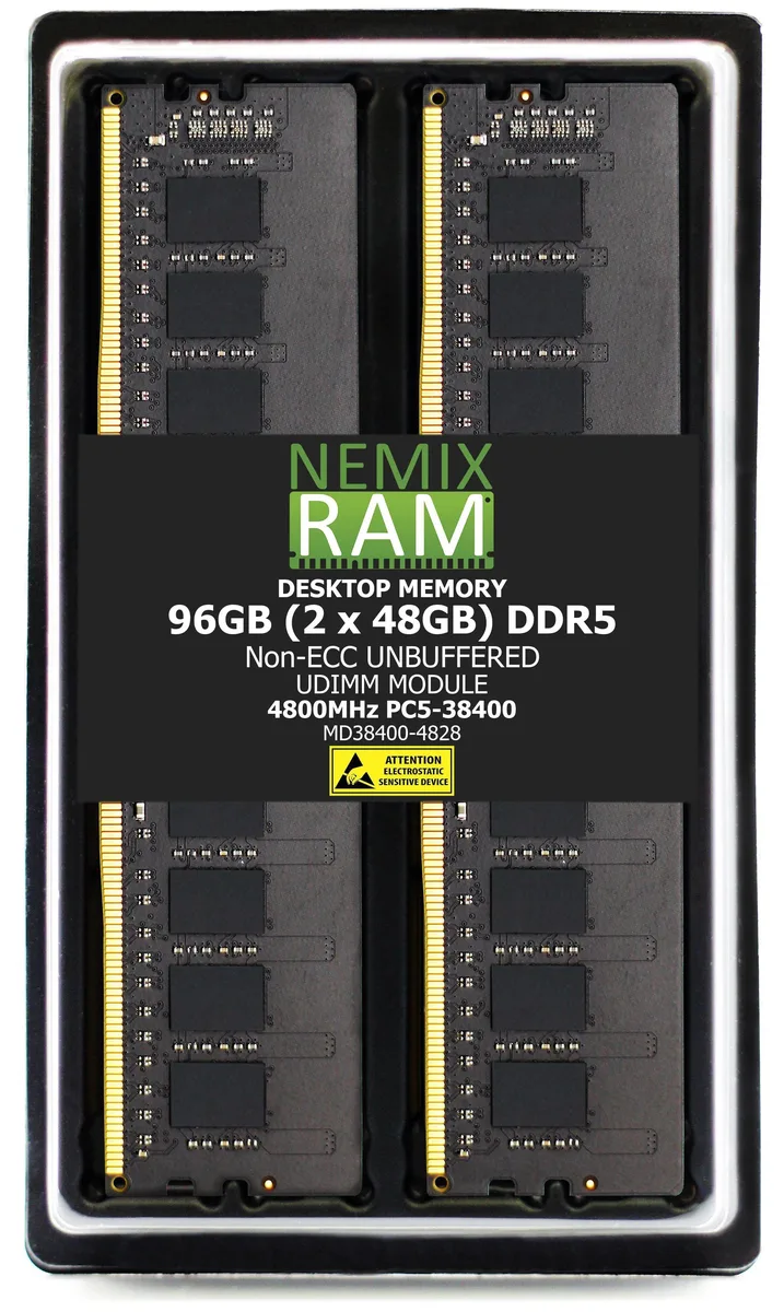 NEMIX RAM NEMIX RAM 96GB (2x48GB) DDR5 4800 CL40 1.1V UDIMM Gigabyte B650 AORUS Elite AX Compatible memory upgrade — product photo