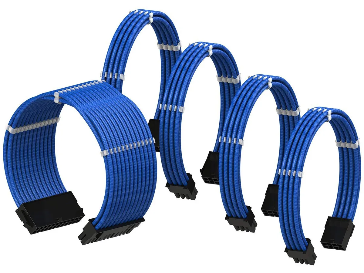 KOZYFOX KOZYFOX 18AWG ATX 24P 2x8P CPU 2x8P GPU Extension Cable Kit 30cm Blue — product photo