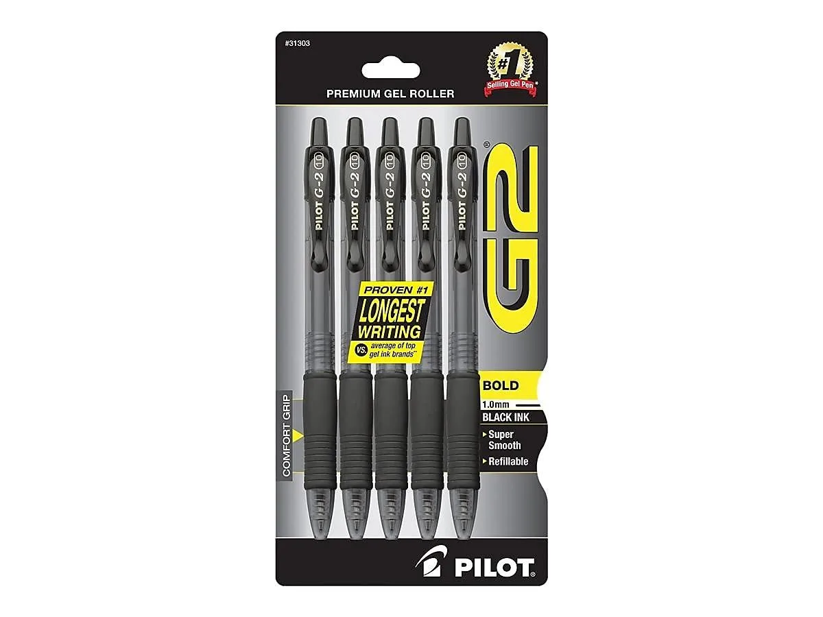 Pack of ten blue gel pens with leather finish and 1.0 mm tips